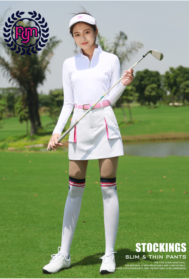Tất golf dài nữ PGM thấm mồ hôi thoáng khí mùa hè — WZ005 Trắng Xanh Navy, WZ005 trắng đỏ, WZ005 Trắng xanh lam chi tiết 3