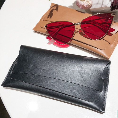 New Soft Leather Sunglasses Case, Black Fashion Sunglasses Box, Lens Cloth, Lens Bag, Screwdriver, Test Card