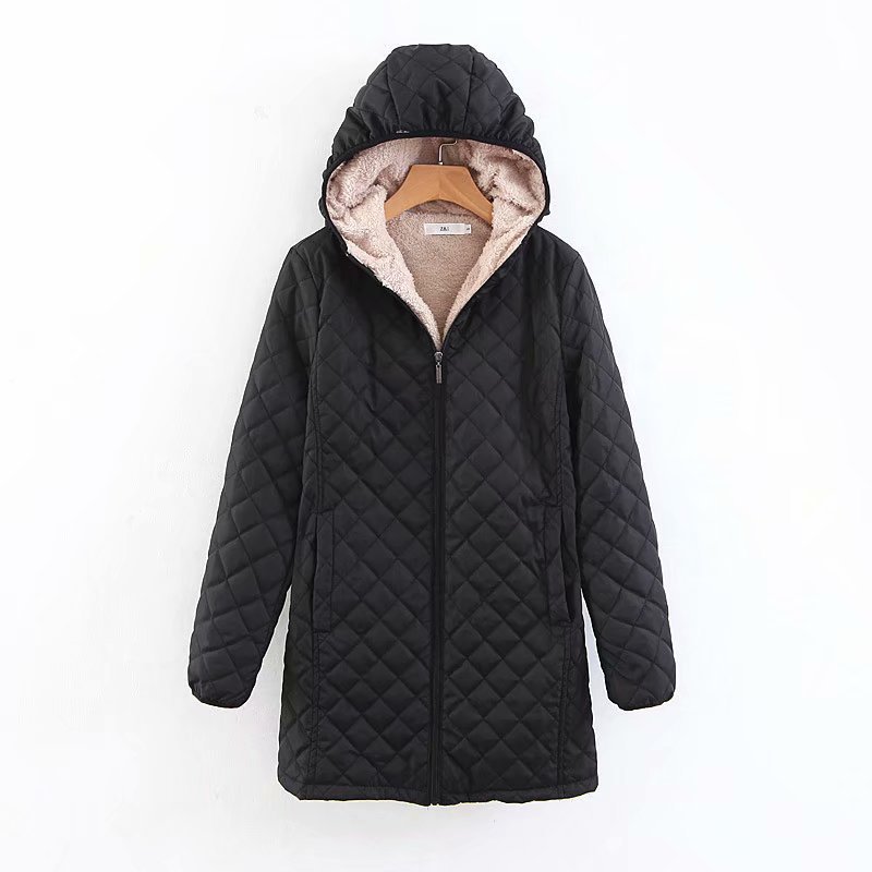 2018 winter new hooded warm lamb cashmere long sleeved cotton clothes cotton clothes plus size women's coat