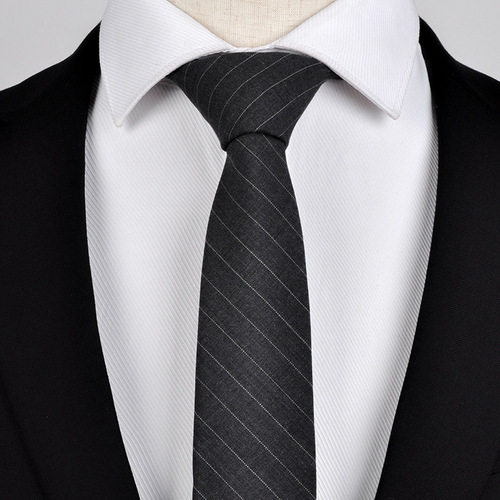 韩版羊毛领带男正装商务时尚英伦窄版黑色潮领带5cm实力厂家直销