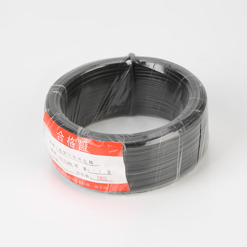 厂家直供 电镀锌铁丝PVC包塑扎丝扎线扎带捆绑线0.75mm黑扁