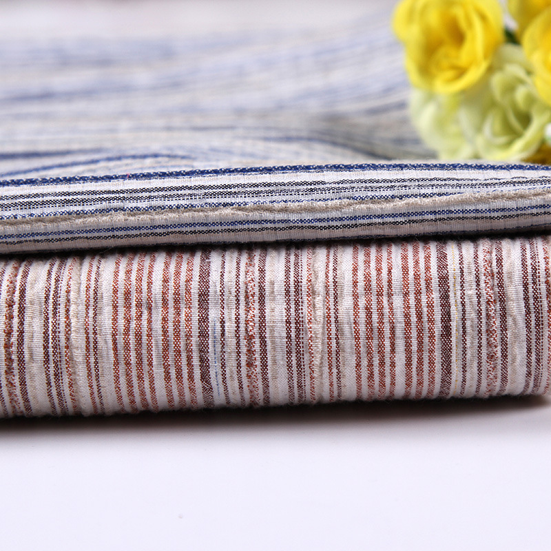 新品上架 涤棉麻色织衬衫布 时尚服装系列用布  日系外贸花型