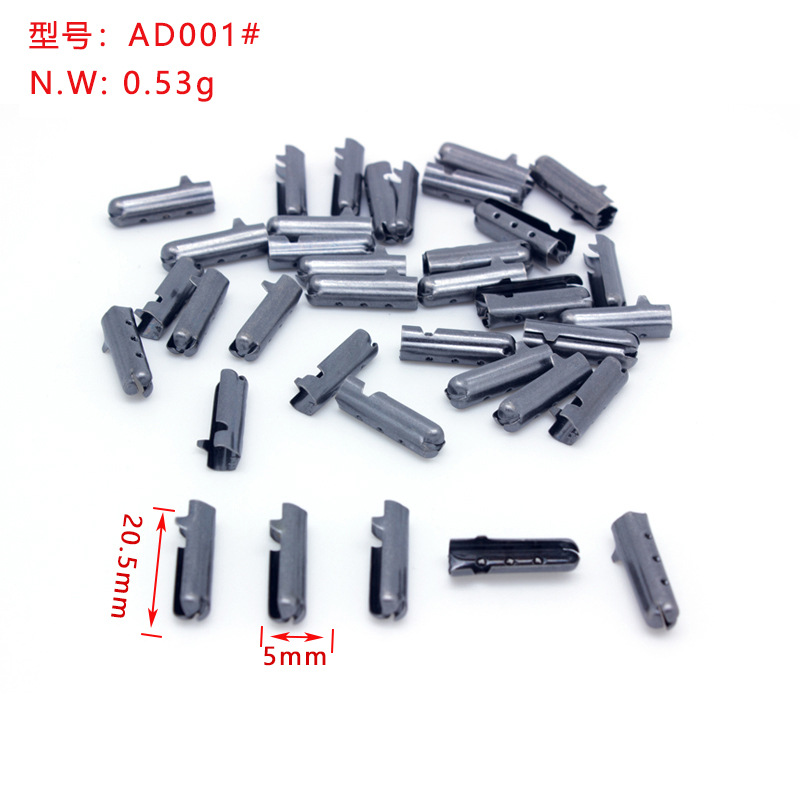 厂家供应 金属圆形枪黑色鞋带头尾夹 半开口卫衣配件可