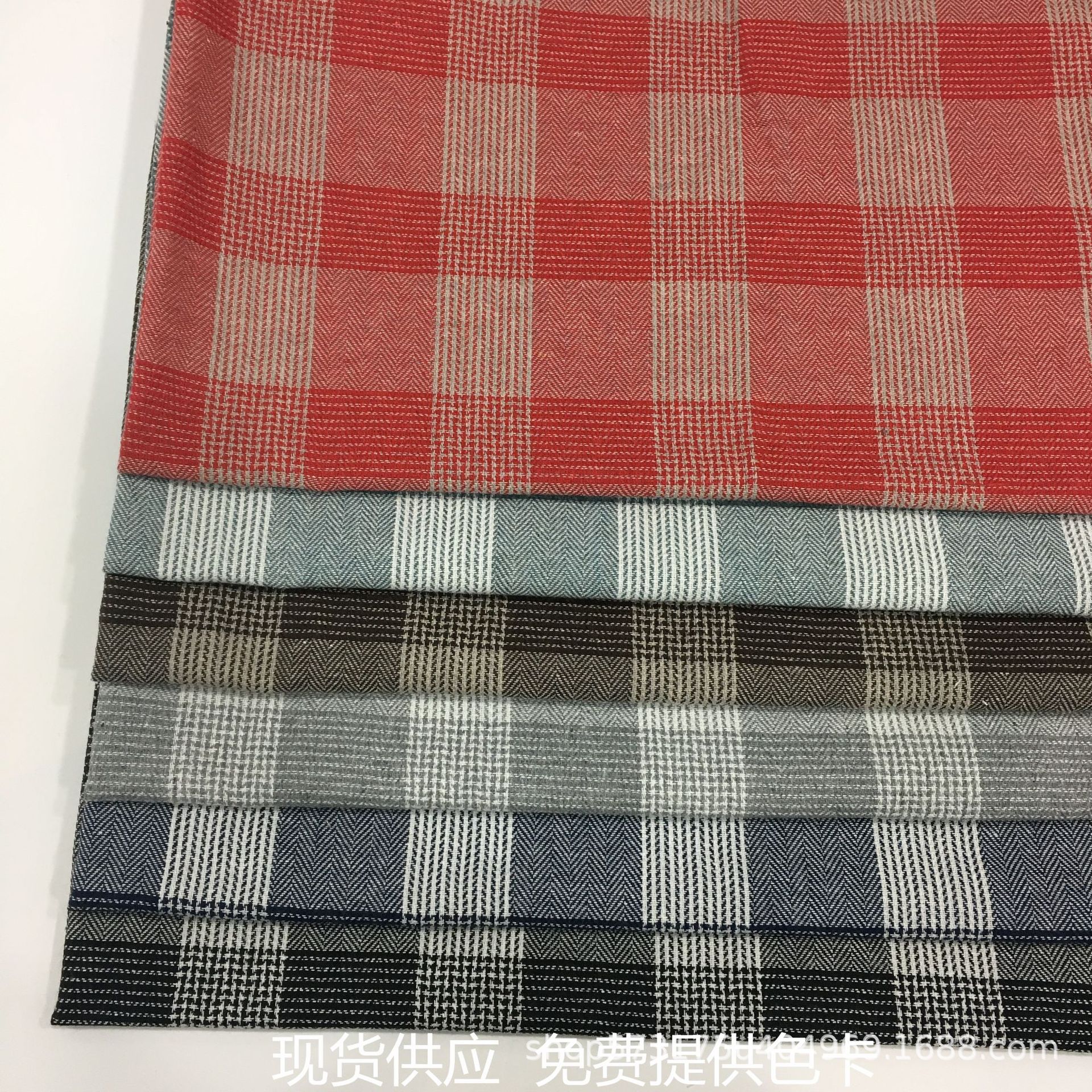 现货供应 人字纹 棉麻色织格子布 衬衫布 鱼骨纹女装 家纺家居布