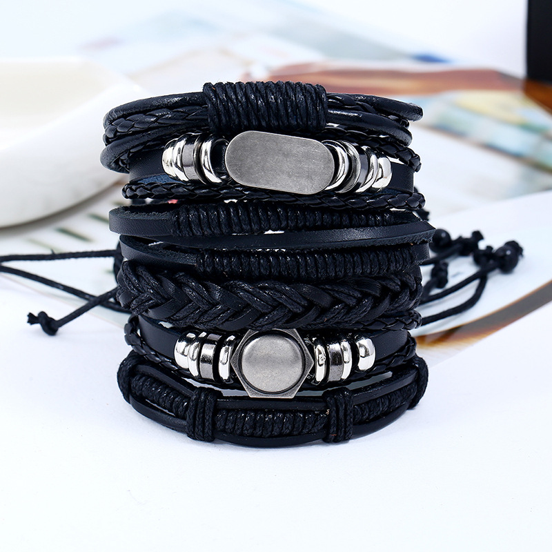 Leather Fashion Geometric bracelet(Six sets) NHPK2013-Six sets
