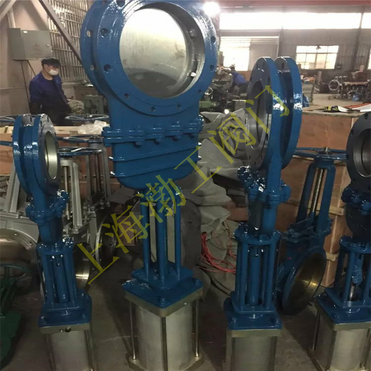 DMZ673X-10C 气动暗杆刀闸阀 DN200 气动带盖耐磨刀闸阀