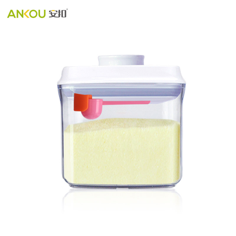 可一件代发 安扣一键式正方形透明850ml奶粉罐 婴儿奶粉盒|ru