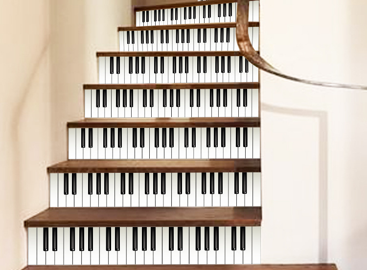 Innovative Removable Home Decorations Personalized Piano Keyboard Waterproof Stair DIY Creative Wall Stickers_voghion.com