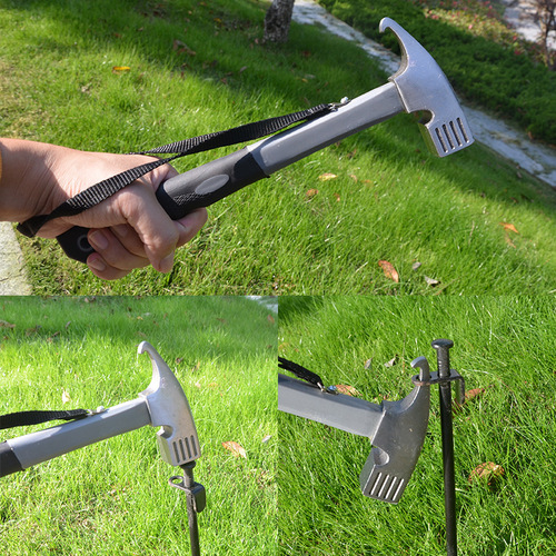 Outdoor multifunctional ground nail hammer camping tent canopy hammer high carbon steel hammer household hammer ground nail puller