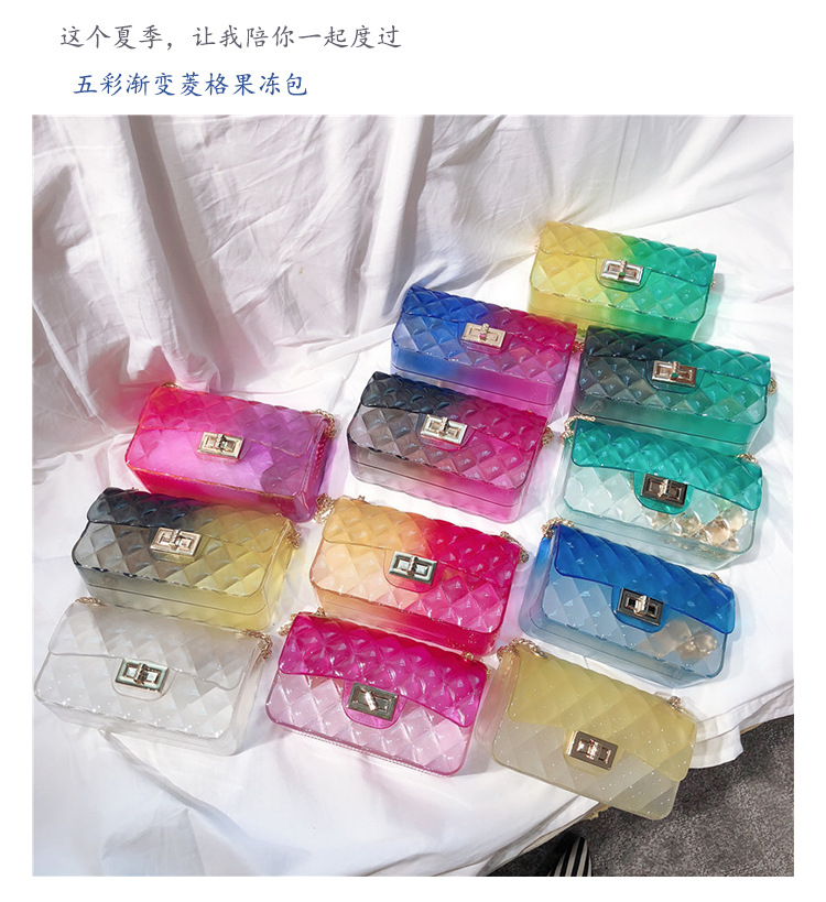 2025 Summer New gradient color jelly bag, ins diamond chain small square bag, single-shoulder crossbody women's bag Application Scenario