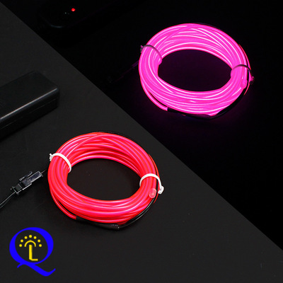 el冷光線 3V電池盒 5米套裝熒光舞表演服裝飾EL發光線 廠家批發