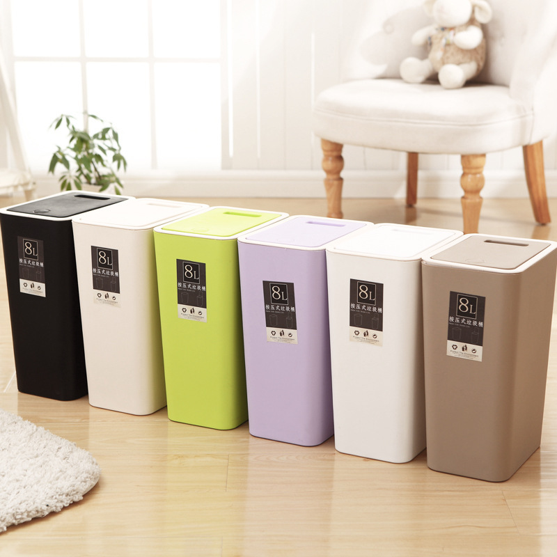 Plastic trash can household bathroom kitchen press storage bucket classification garbage poke factory wholesale