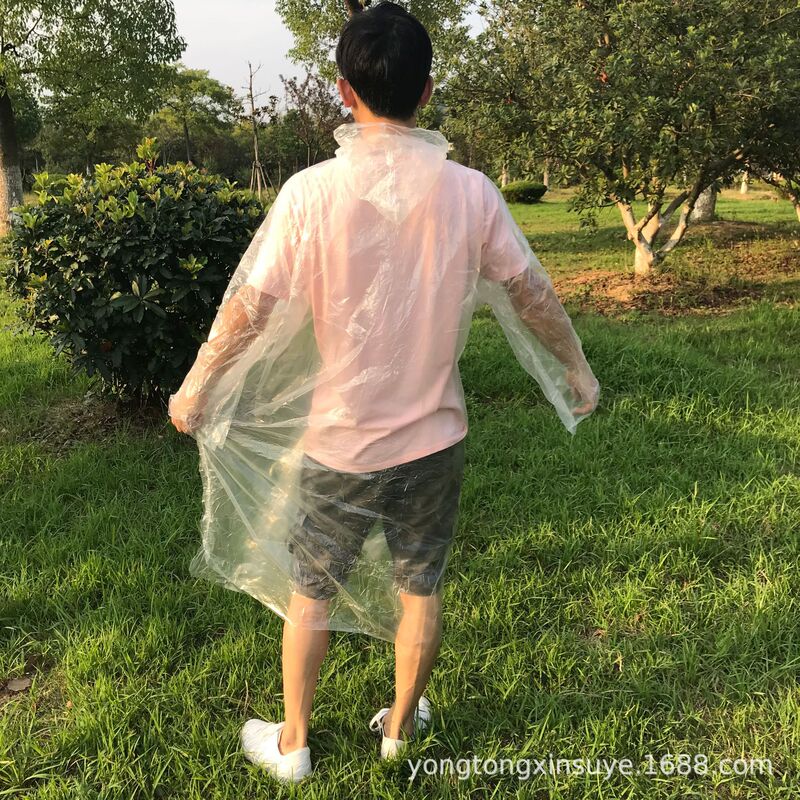 Factory direct semi-new material transparent white raincoat disposable raincoat adult thick outdoor travel raincoat