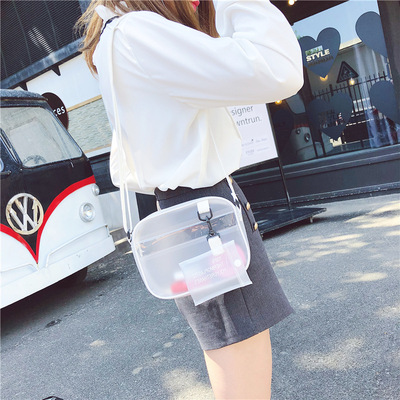 2018 New products summer Little bag Korean Edition translucent Plastic One shoulder Diagonal package wholesale