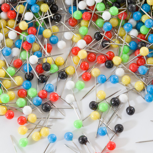 Manufacturer Supply Colorful Pearl Headpin Thread Set Fishing Tackle Pin 4mm Bead Pin Fixing Map Stainless Steel Pin