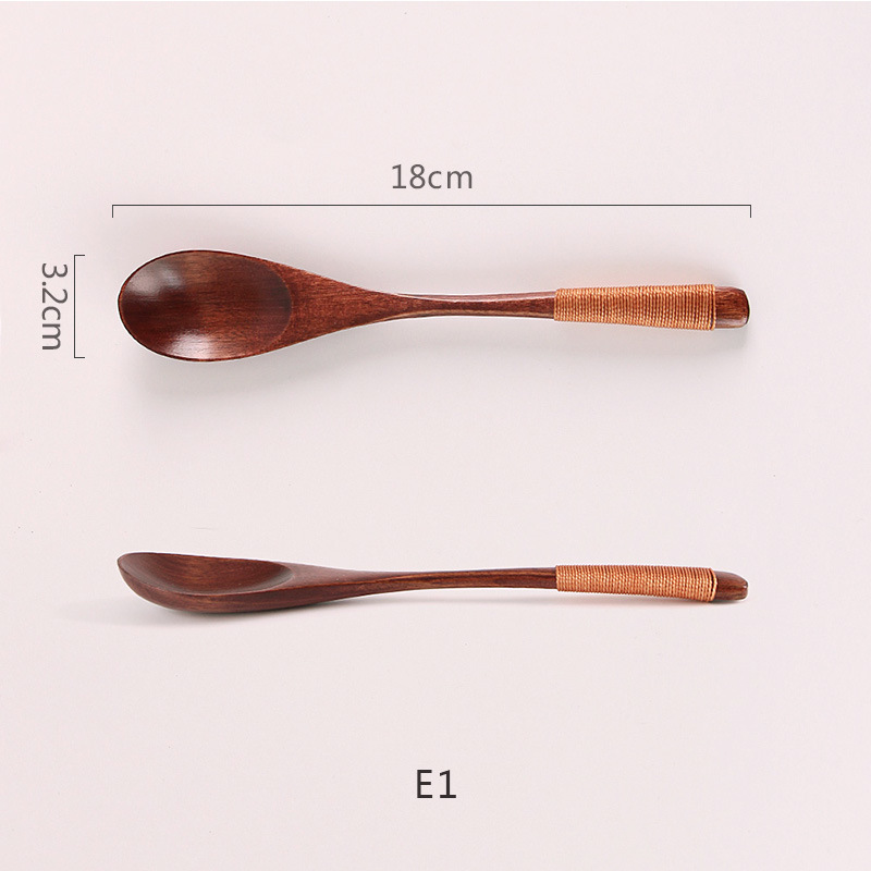 E1 올드페인트 나무숟가락 브라운라인 (18*3.2cm)