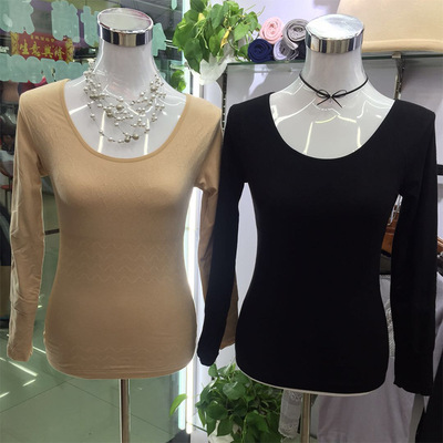 促销包边圆领全身貂绒加绒加厚无缝美体保暖内衣上衣女收腹紧身冬