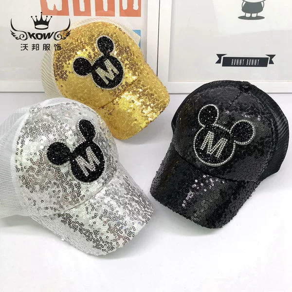 Children's hat wholesale Korean Mickey head net cap drilling children's summer hat mesh outdoor sunscreen cap