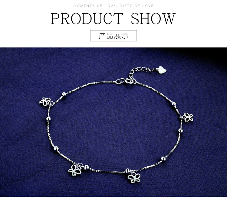 Fashion Simple S925 Silver Anklet Butterfly Popular Foot Jewelry display picture 2