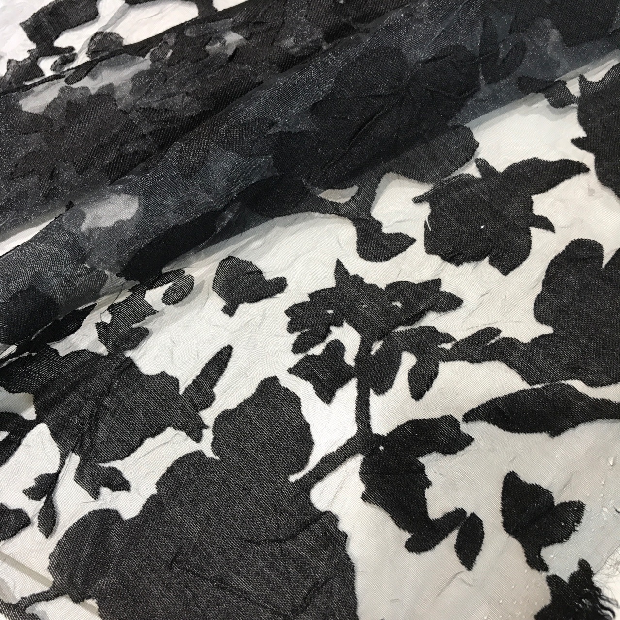 春夏新款 梭织烧花烂花 镂空 锦棉欧根纱 轻薄透气 蕾丝透视面料