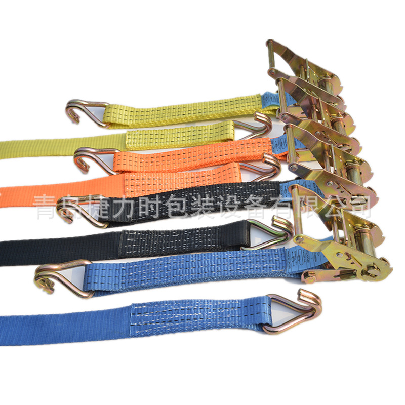 1.5英寸/38mm/3吨拉力 双钩涤纶捆绑带拉紧器捆绑器 集装箱防风带|ru