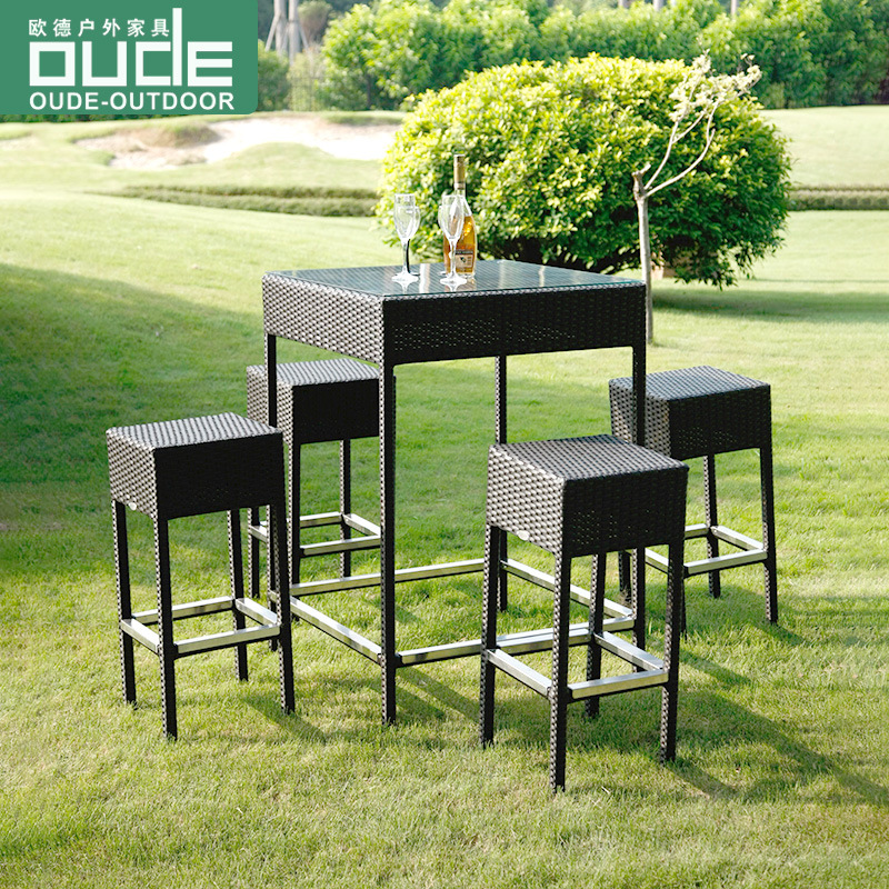 欧德户外吧台椅酒吧凳高脚椅子休闲花园编藤高吧椅室外露台高脚椅