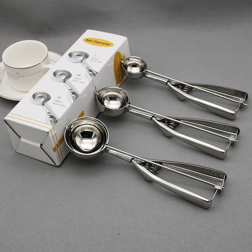 Packed three-piece Stainless steel Ice cream Spoon Ice cream scoop Ice cream spoon Fruit spoon to dig the ball