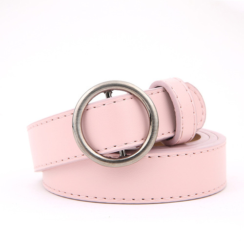 Korean style belt for women with round buckle, holeless, versatile, trendy trousers belt, student decorative retro belt, women's fine factory direct sale
