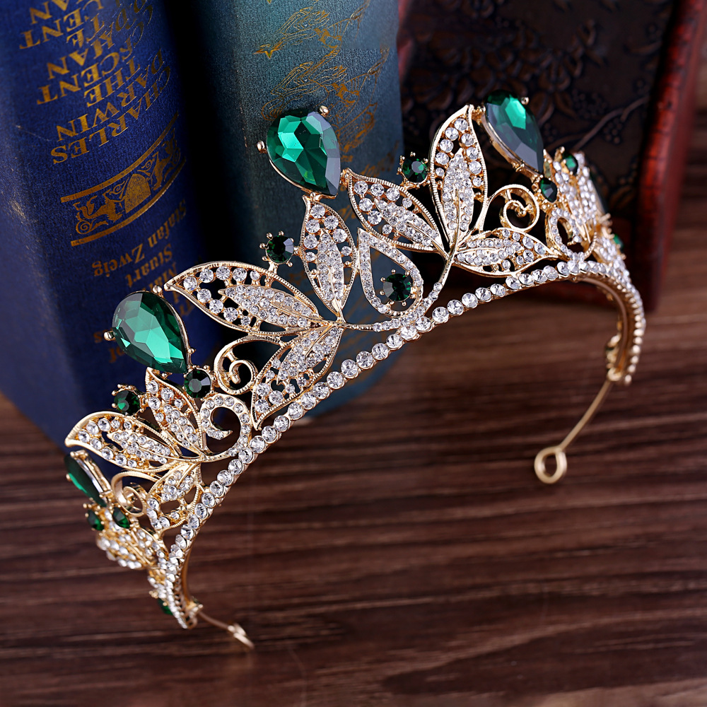 Fashion Leaf Alloy Inlay Rhinestones Crown 1 Piece display picture 3