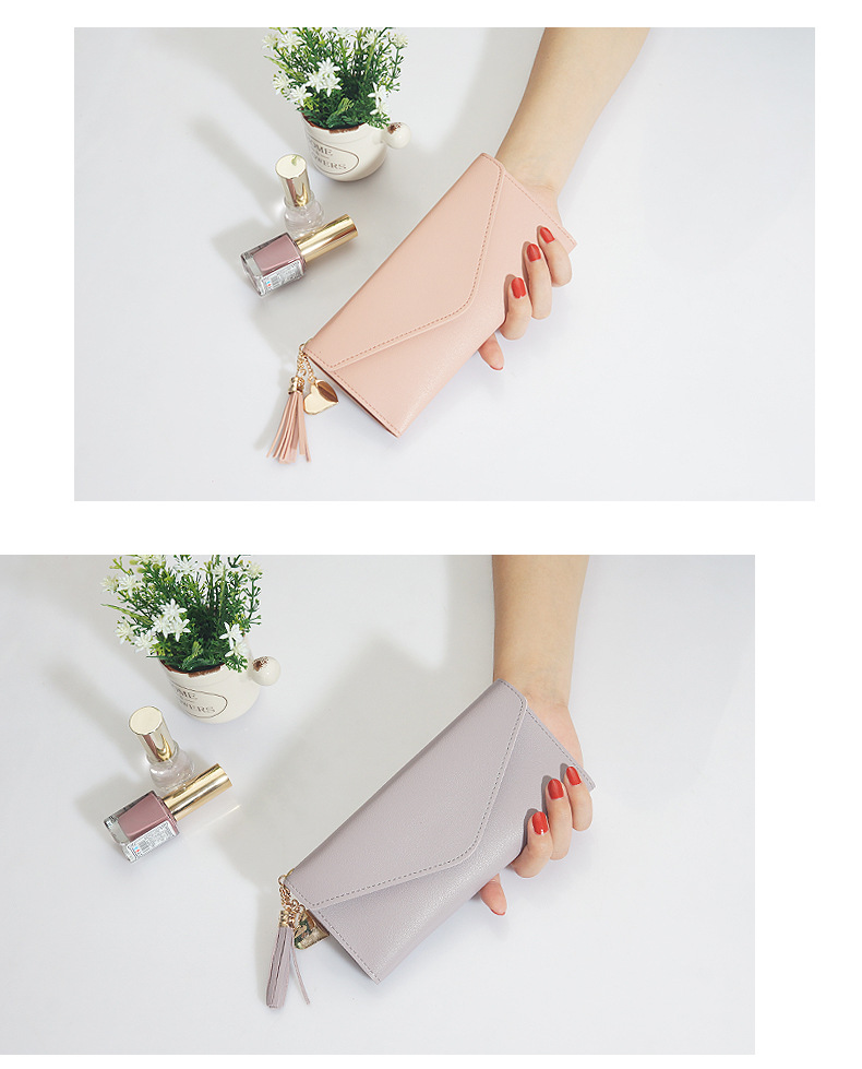 Fashion Solid Color Tassel Square Buckle Small Wallet Clutch Bag display picture 1