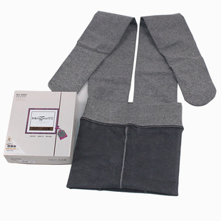 Mengyun 9502 autumn and winter fleece-lined bottoming socks vertical stripes slimming warm thin velvet pantyhose cotton surface one-piece step socks
