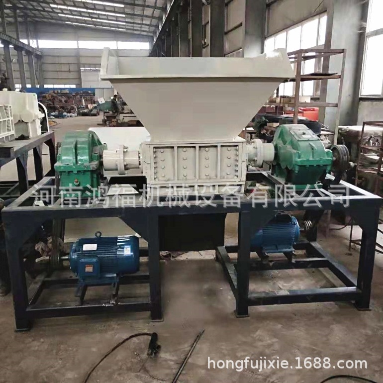 鸿福高效率椰子壳实木边角料撕碎机 废旧摩托车破碎机 双轴撕碎机