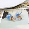 Glossy double-sided earrings, hypoallergenic zirconium