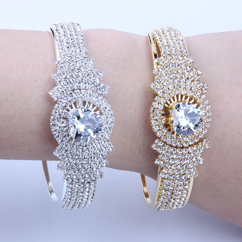 Brand New Zirconia Full Diamond Stainless Steel Open Bracelet, Women's Korean Style Accessory, New Arrival on E-commerce