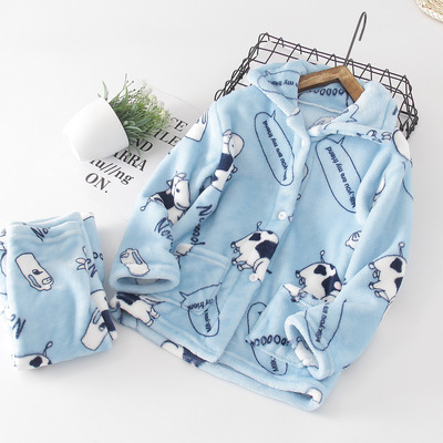 2018 Autumn and winter Korean Edition Foreign trade children Home Furnishings men and women Flannel suit