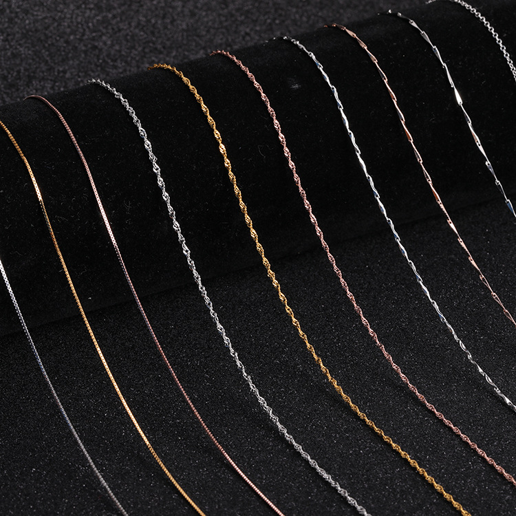 批发925银链银饰水波链瓜子链女 玫瑰金锁骨链条厂家直销纯银项链