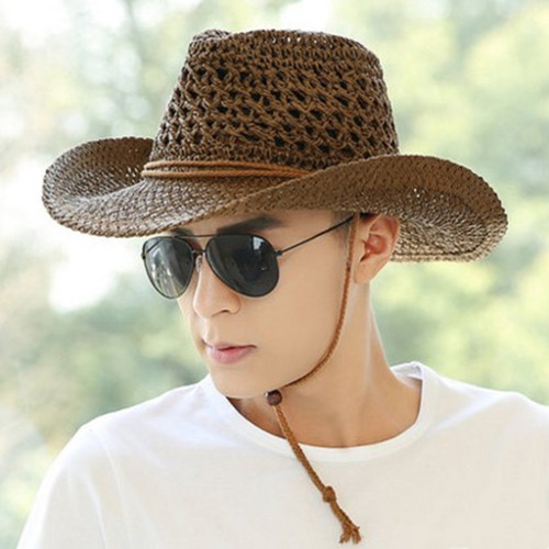 Outdoor straw hat men's summer seaside beach hat western cowboy hat men's sun hat sun protection visor youth