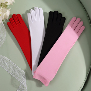 Baby long red white pink gloves wedding party flower girls long gloves children stage performance dance gloves 