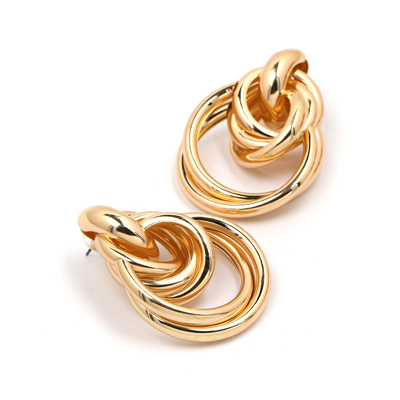 Metal Beaded Round Earrings - Image 5