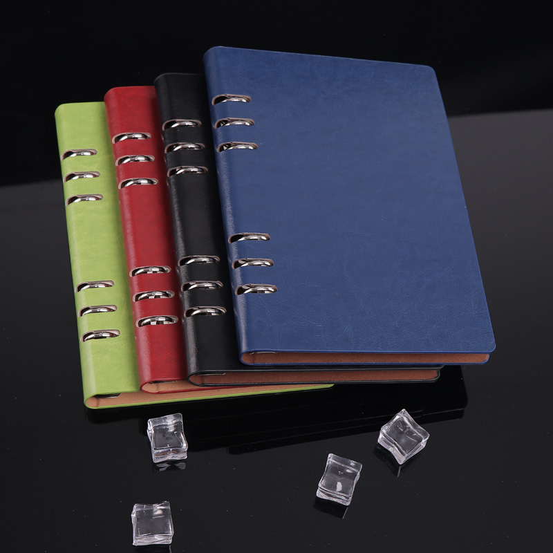 厂家供应活页笔记本A5商务办公套装PU记事本子定制logo现货可代发