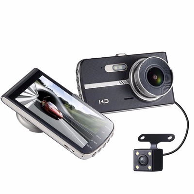 新款4寸隐藏式汽车行车记录仪双镜头高清car dvr车载监控外贸批发|ms