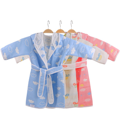 Bathrobe Gauze pure cotton children men and women Cap robe Hooded baby adult Couple pajamas On behalf of