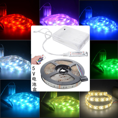 LED电池盒灯带5V 5050 滴胶防水60灯裸板可移动背景应急照明灯条|ru