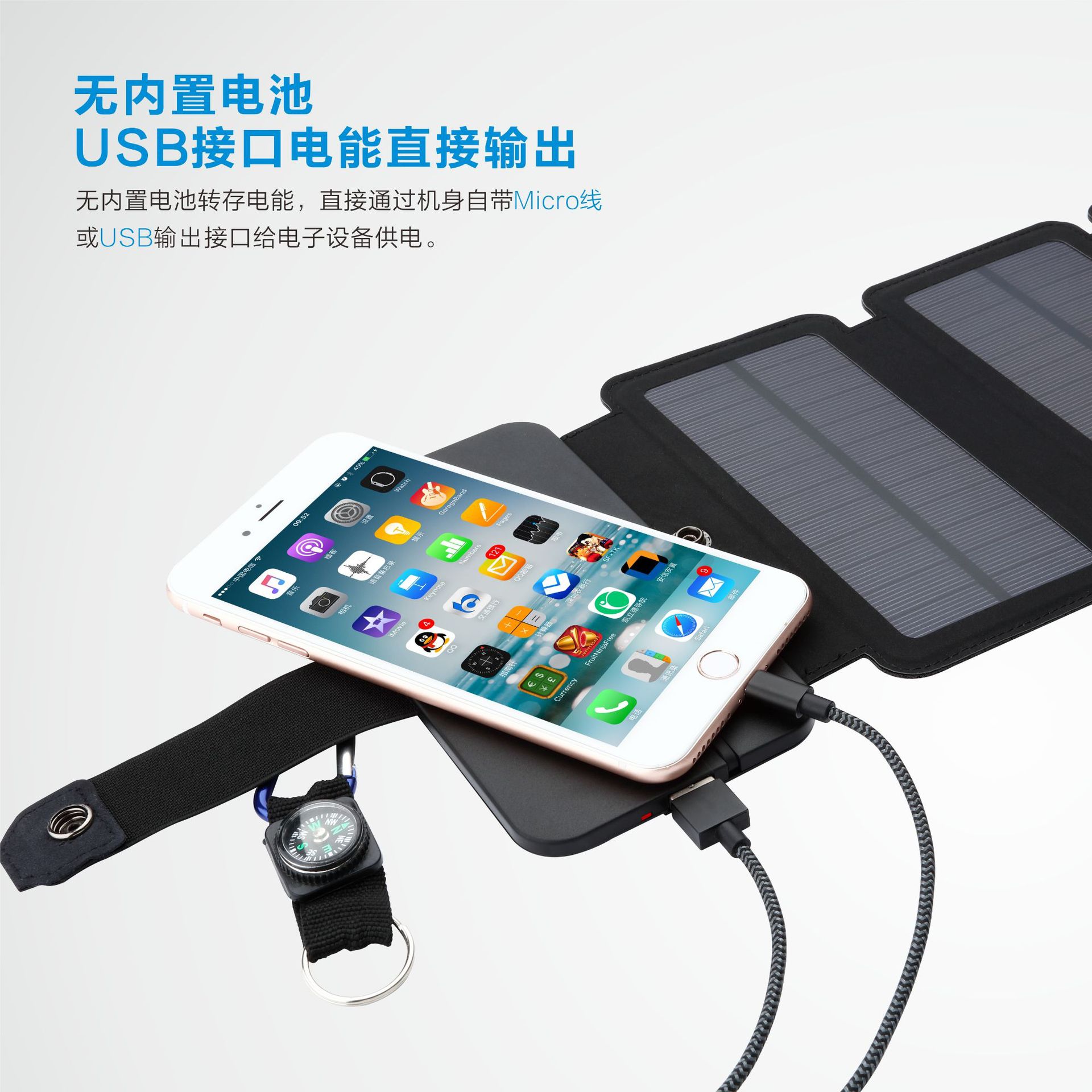 Universal direct-charging solar power bank folding bag for mobile phone power banks and mobile power banks pic 3