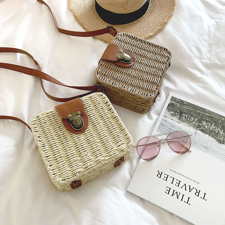 Summer New Beach Straw Bag Seaside Leisure Holiday Small Square Bag Woven Bag Wholesale display picture 14