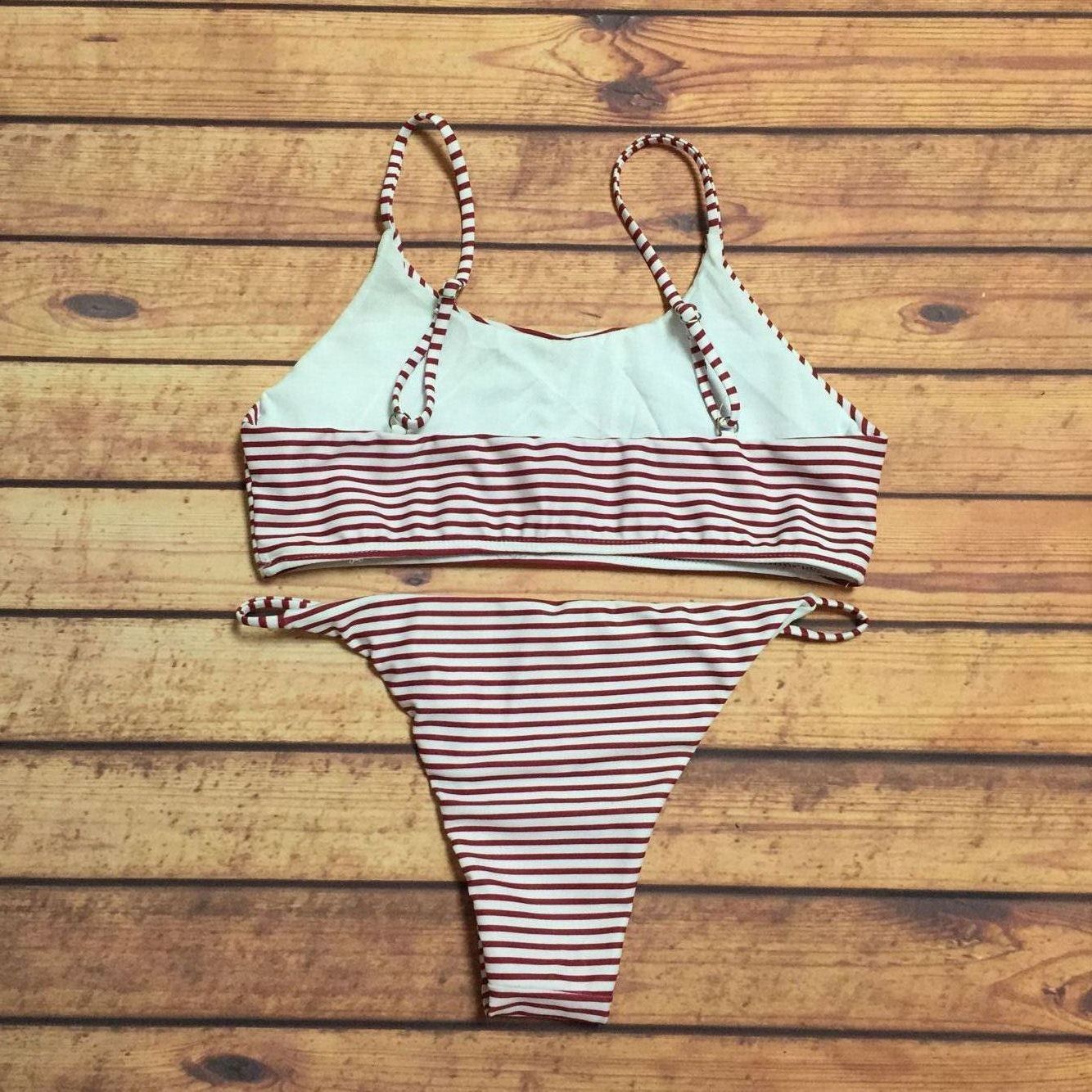 new striped sports vest split foreign trade bikini  swimwear NSHL3213