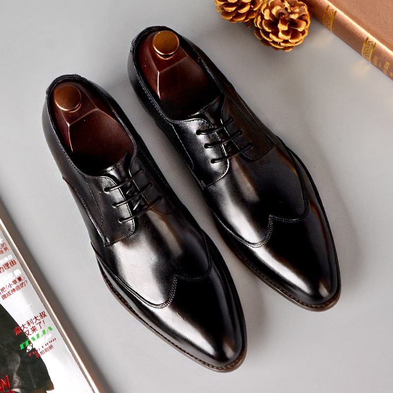 2021春季新款英倫男鞋男士商務正裝尖頭皮鞋男單鞋定制休閑鞋