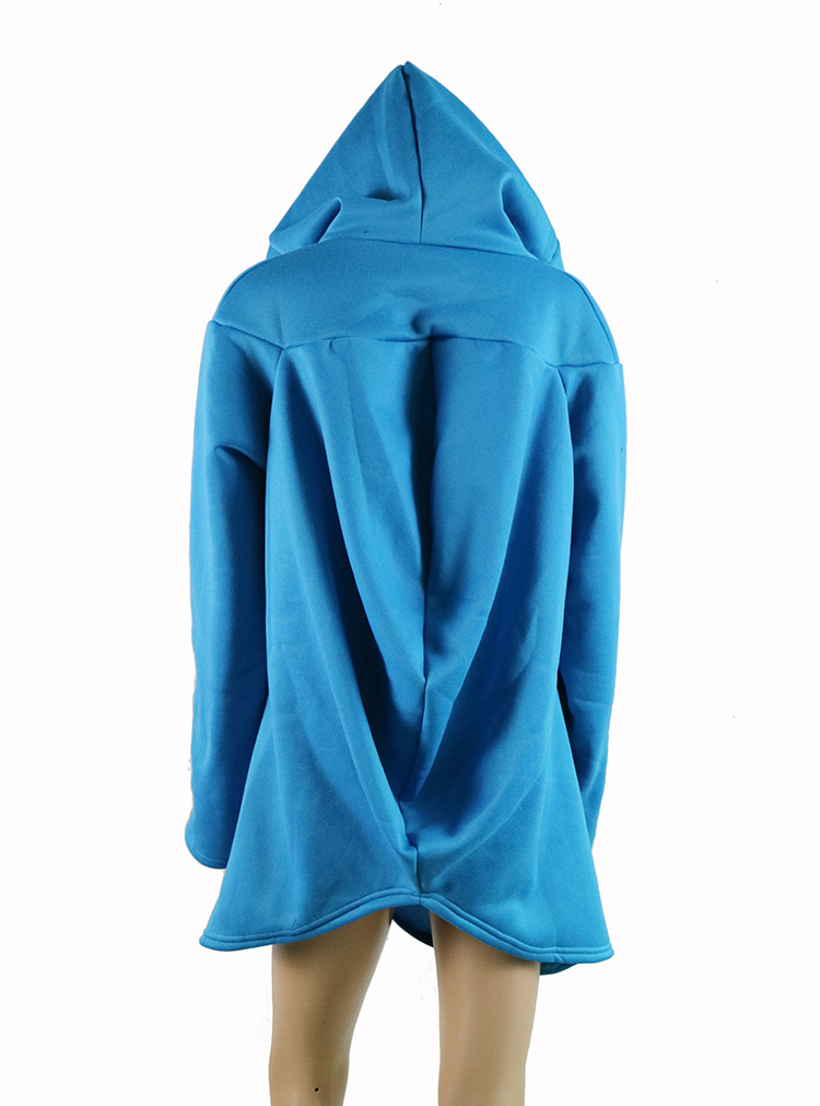Mid Length Irregular Hooded Zipper Sweatshirt Coat Fleece Lined Multiple Colors Casual Style Wholesale Available
