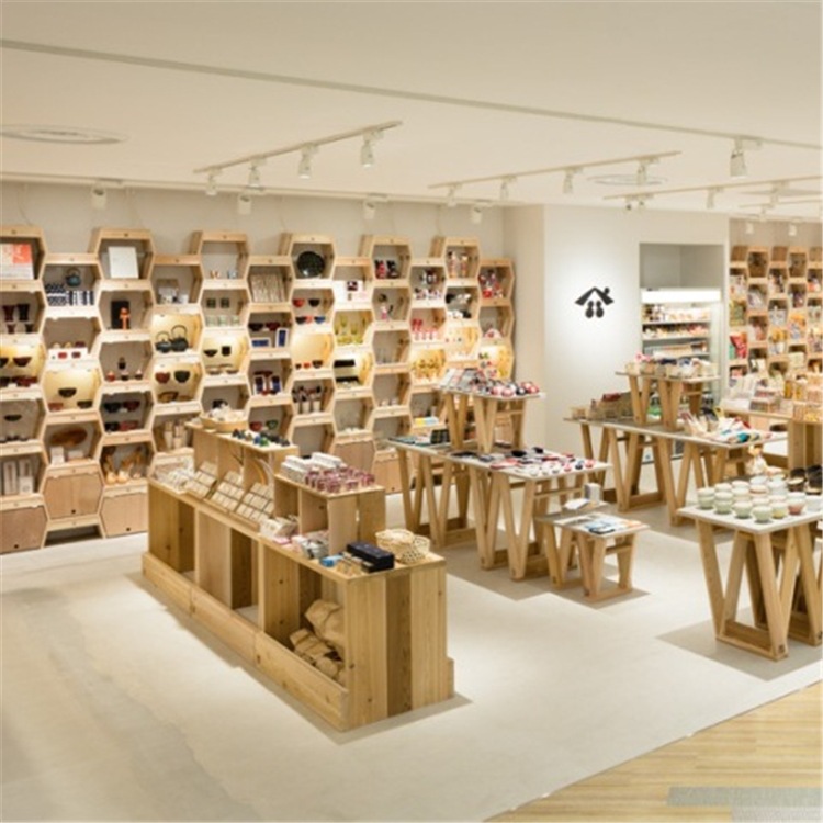 简易饰品展示柜 木质创意设计蜂蜜巢精品展示柜 小商品中岛柜梯形