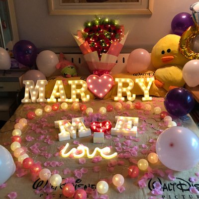 automobile trunk Pleasantly surprised birthday INS photograph prop letter LED Christmas Modeling lights Wedding celebration Room decorate